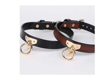 Genuine Leather Series Collar Slave Bed Neck Restraint Belt Strap BDSM Female Couple Bondage Erotic Fun Sex Toys Adult Games
