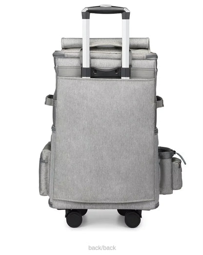 Double Backpack Foldeable Lightweight Pet Stroller For Two Dogs And Cats Outdoor Travel With 4 Wheels