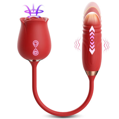 Sexy Adult Female Rose-Sucking Dildo Vibrator Women Nipple Clit Stimulator Vibrating Penetration Vagina Vibrator Erotica Toys