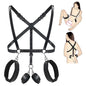 Sexual Bondage Restraint Kit BDSM Leather Thigh Sling Breast Belt Rear Handcuffs Spread Legs Slave Fetish Anal Hooks Fetish