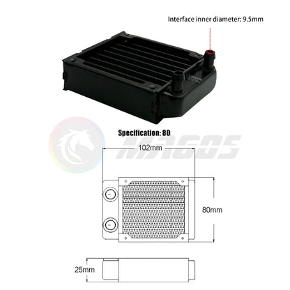 PC Water Cooling Radiator Aluminum For CPU GPU RAM Heatsink Exchanger Fan Cooler 60/80/90/120/240/360mm Black/White