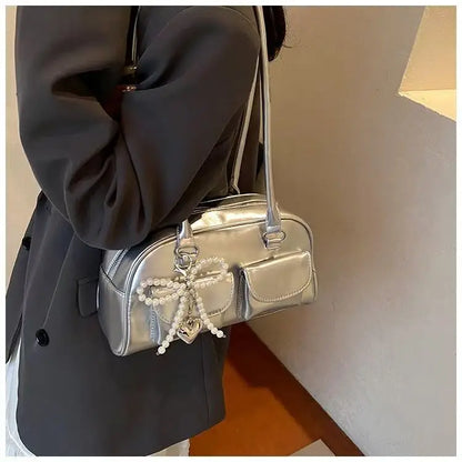 Fashionable Underarm Bow Bag for Women 2024 Korean Edition New Simple Leisure Pillow Bag Trendy Versatile Shoulder Bag