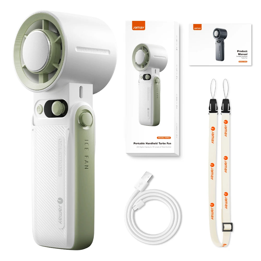 Portable Handheld Fan Strong Wind 199 Gear Wind Speed LED Digital Display Adjustable Outdoor 3-in-1 Handheld Fan 8000mAh F5PRO