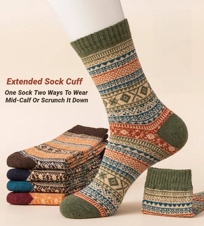 5 Pairs Winter Men's Socks Thicken Sheep's Wool Socks Warm Men Retro Style Colorful Fashion Man Socks For Snow boots