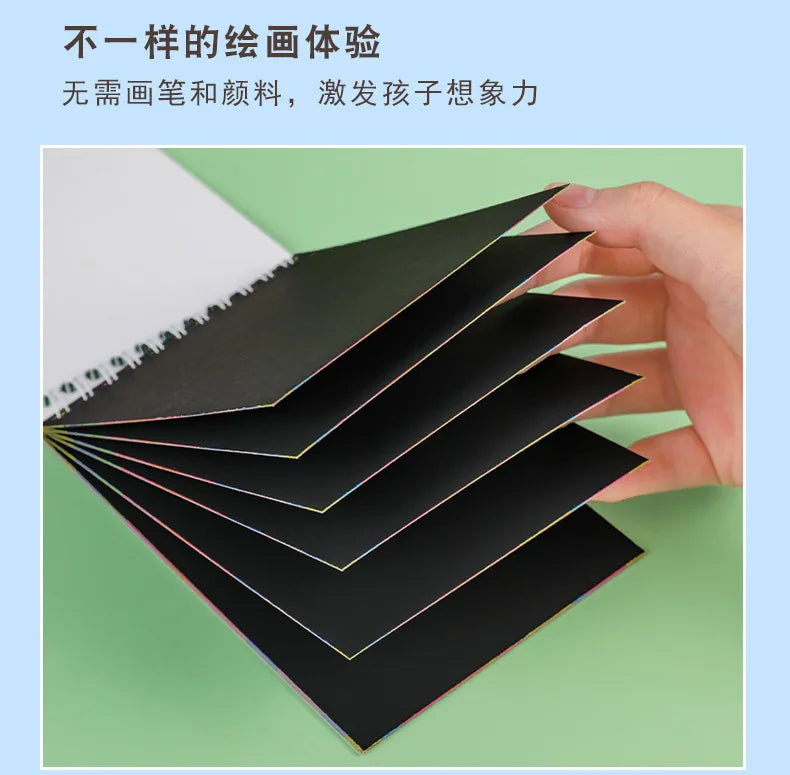 Magic Scratch Art Notebook for Kids DIY Rainbow Drawing Pad Book No-Mess Art Classroom Craft Activity Birthday Favor Gift Set