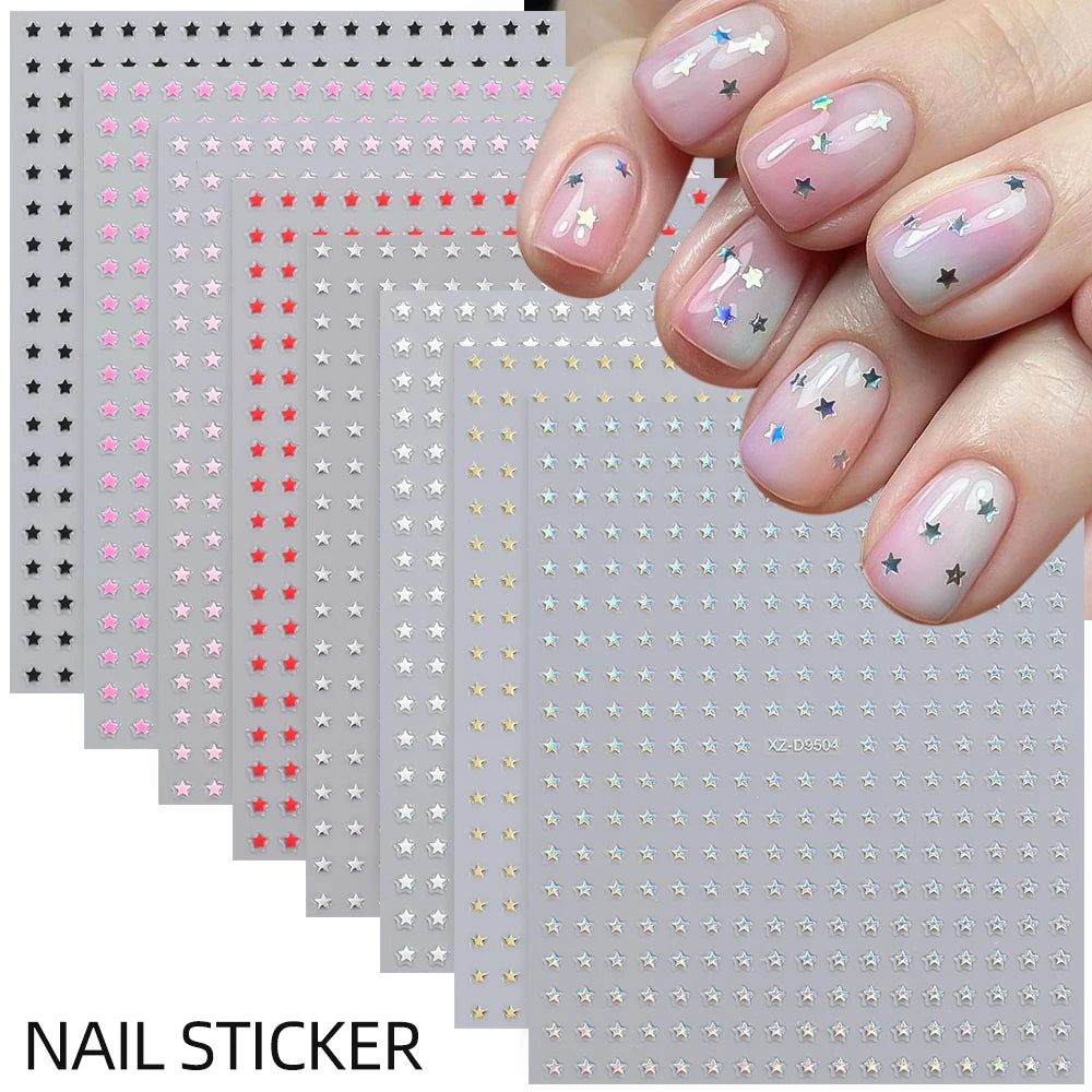 8Pcs/Set 3D Mix Colors Y2K Stars Nails Stickers 8*10cm Five-pointed Star Nail Decals Self-Adhesive Starlight DIY Nail Supplies 1