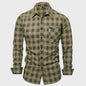 2025 Autumn New Fashion Men's 100% Cotton Plaid Shirt Tops Casual Button Down Long Sleeve Letter Embroidery Shirts with Pocket