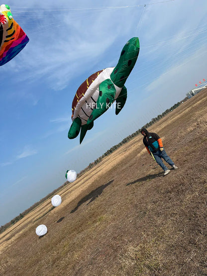 HFLY New Arrival Soft Inflatable Large 5m Sea Turtle Kite Line Laundry for Adults High Quality  40D Nylon Animal Kites Pendant