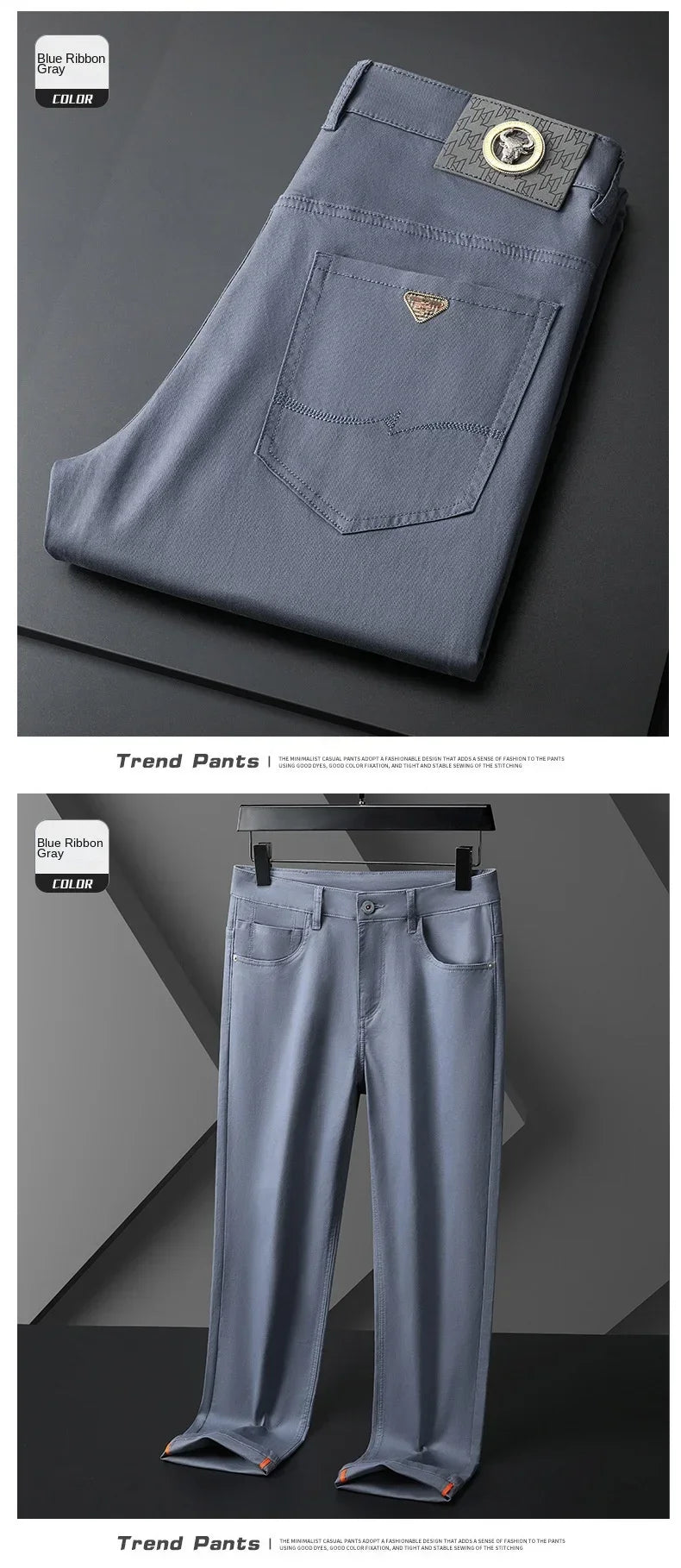 Seven-Color Stretch 97% Cotton and 3% Spandex Jeans Men Trendy Wild Simple High-End Slim-Fitting Small Straight Casual Trousers