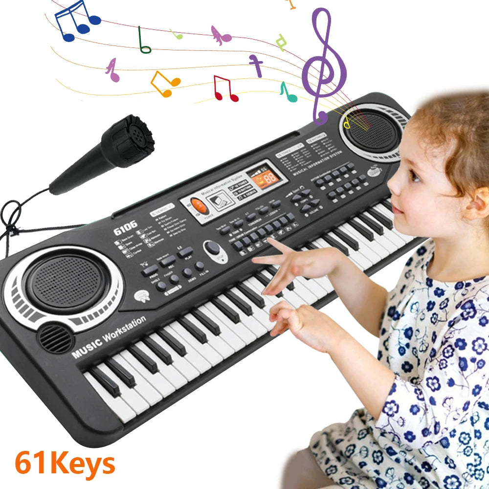 61-key Children's Electronic Piano Keyboard Portable Educational Toy Musical Instrument Organ With Mike Children's Beginner Gift