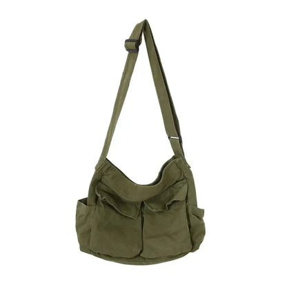 Classic Vintage Canvas Shoulder Bag Women Solid Soft Travel Women Crossbody Bag Large Capacity Fashion Handbag Tote Bag Women