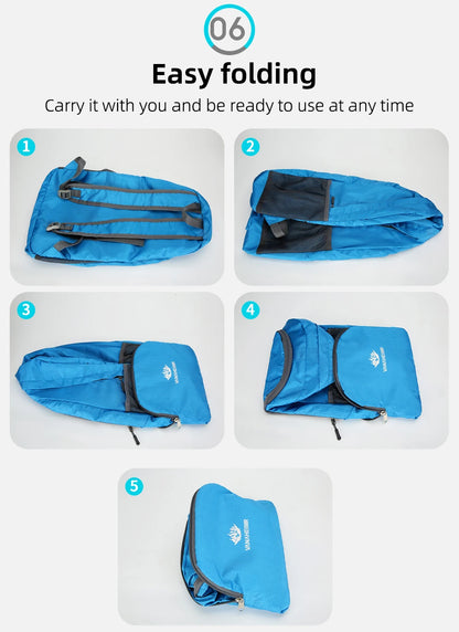 23L Packable Backpack Foldable Ultra Light Outdoor Duffle Bag Big Folding Knapsack Hiking Travel Rucksack Mountaineering Daypack