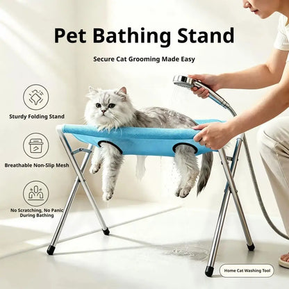 Breathable Mesh Pet Bath Stand Foldable Cat And Dog Bath Table Small Pet Bath Labor-saving Support Frame ﻿