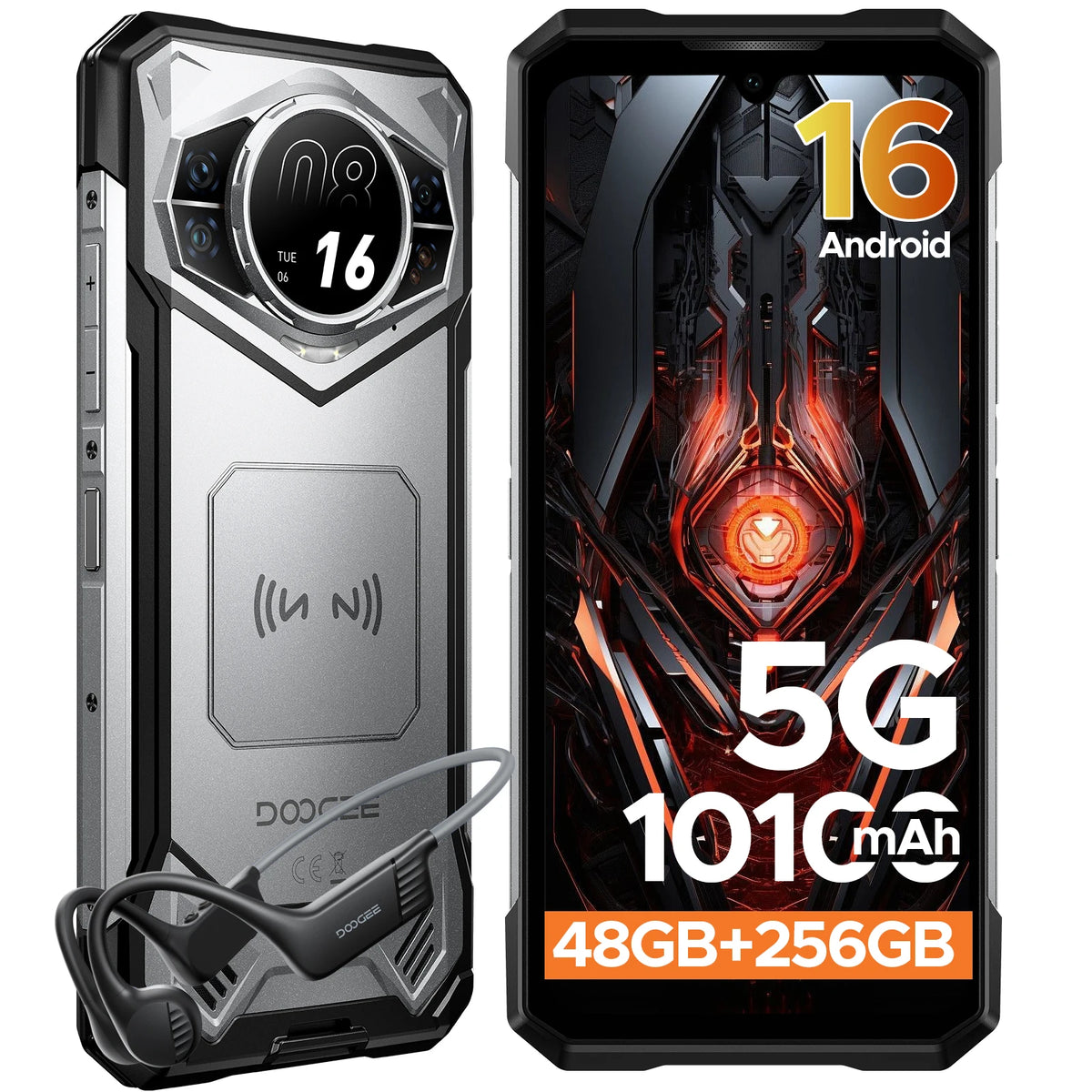Global Version DOOGEE S200 VIP Edition 5G Rugged Phone Android 16 1.32" AMOLED Rear Display 48GB 256GB  10100mAh Battery NFC