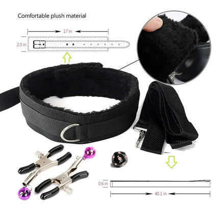 Hot Exotic Bed Bondage Set BDSM Kits Exotic Sex Toys For Women  Adults Games Leather Handcuffs Whip Gag Nipple Clamps Sex Shop