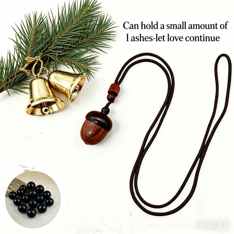 S12 Small Acorn Urn Pendant Necklace Portable Pet Ashes Keepsake for Dog Cat Memorial，Warmth Keeps Love Alive Forever.