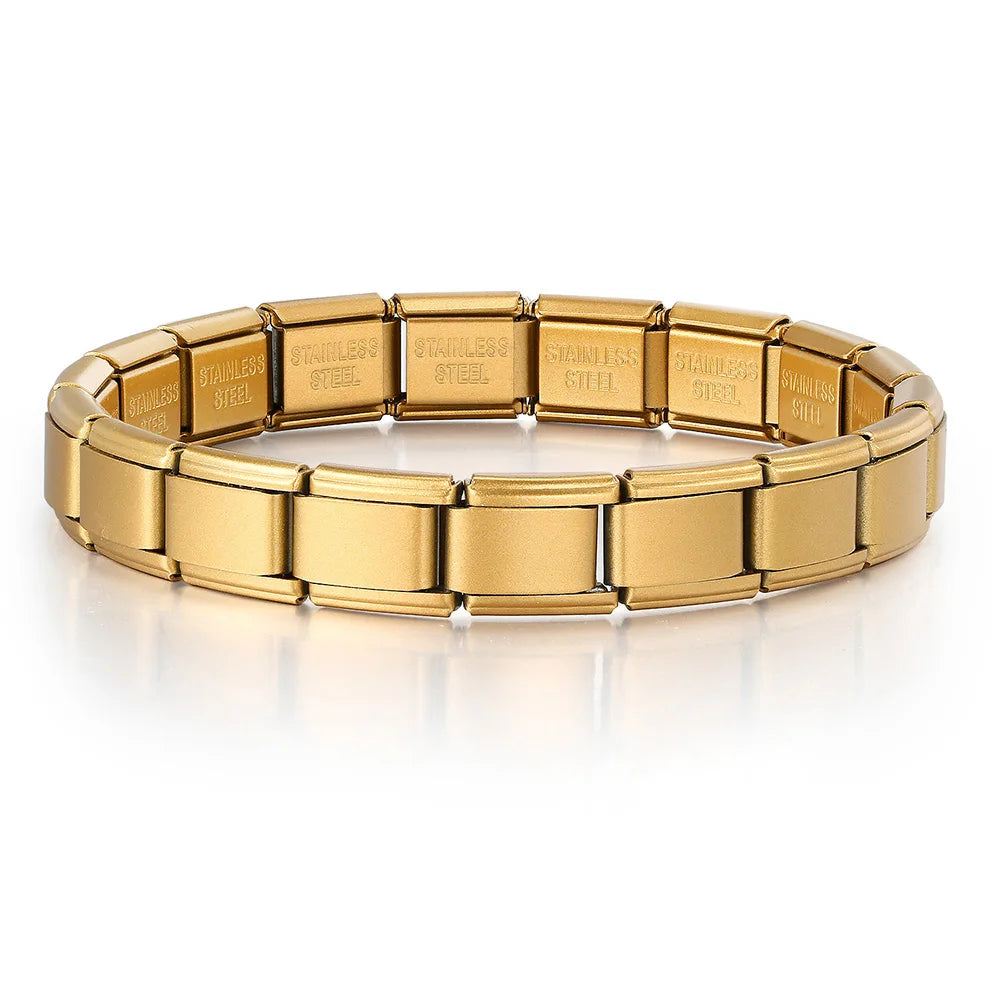 GEMOSA 9mm Width Italian Charm Bracelet Fashion Stainless Steel Bangle Elastic Link Chain High Quality Factory DIY