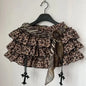 Y2k Gothic Elastic Waist Cross Short Skirt Women Sweet Hot Girl Chic High Waist Ruffle Skirts Female Design Retro Cake Skirt New