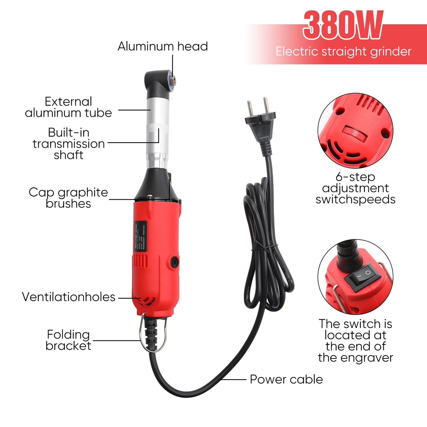 Ceramic Tile Beauty Sewing Tool 380W Electric Straight Grinder 6 Variable Speeds Cleaning Machine Grinder Sander Polisher Home