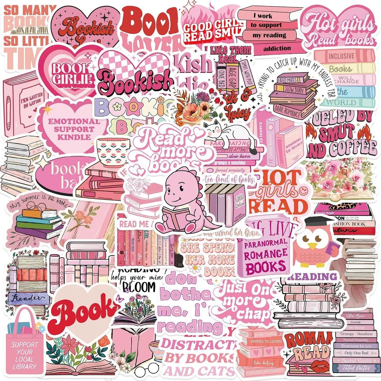 10/50/100pcs Mix Kawaii Smut Bookish Dark Romance Reading Book Stickers Aesthetic DIY Scrapbooking Notebook Laptop Phone Sticker