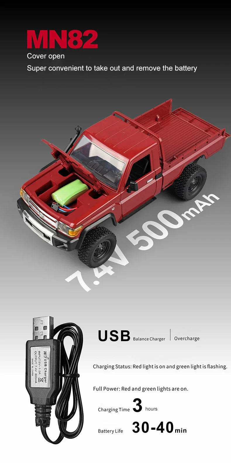 ZWN 1:12 Full Scale RC CAR MN82 Upgraded MN82 PRO Controllable Headlights 2.4G 4WD Off-Road Car Pick Up Truck Toy for Kids Gifts