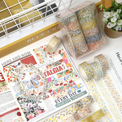 Creative Floral Hot Foil Washi Tape Set,12 Rolls Decorative Masking Tape for Scrapbooking,Journaling,DIY Gift Supplies