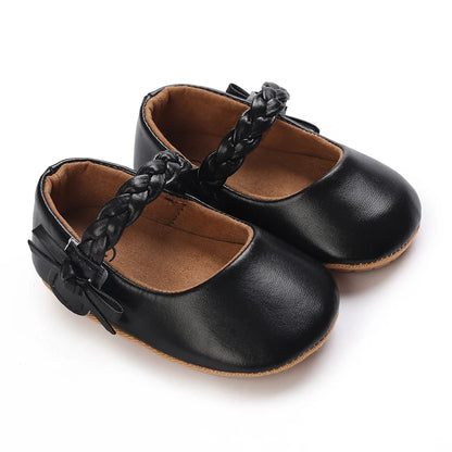 2025Black Fashion Newborn Party Princess Shoes  Boys And Girls' First Step Walking Shoes Rubber Soled Anti Slip Baby Shoes 0-18M