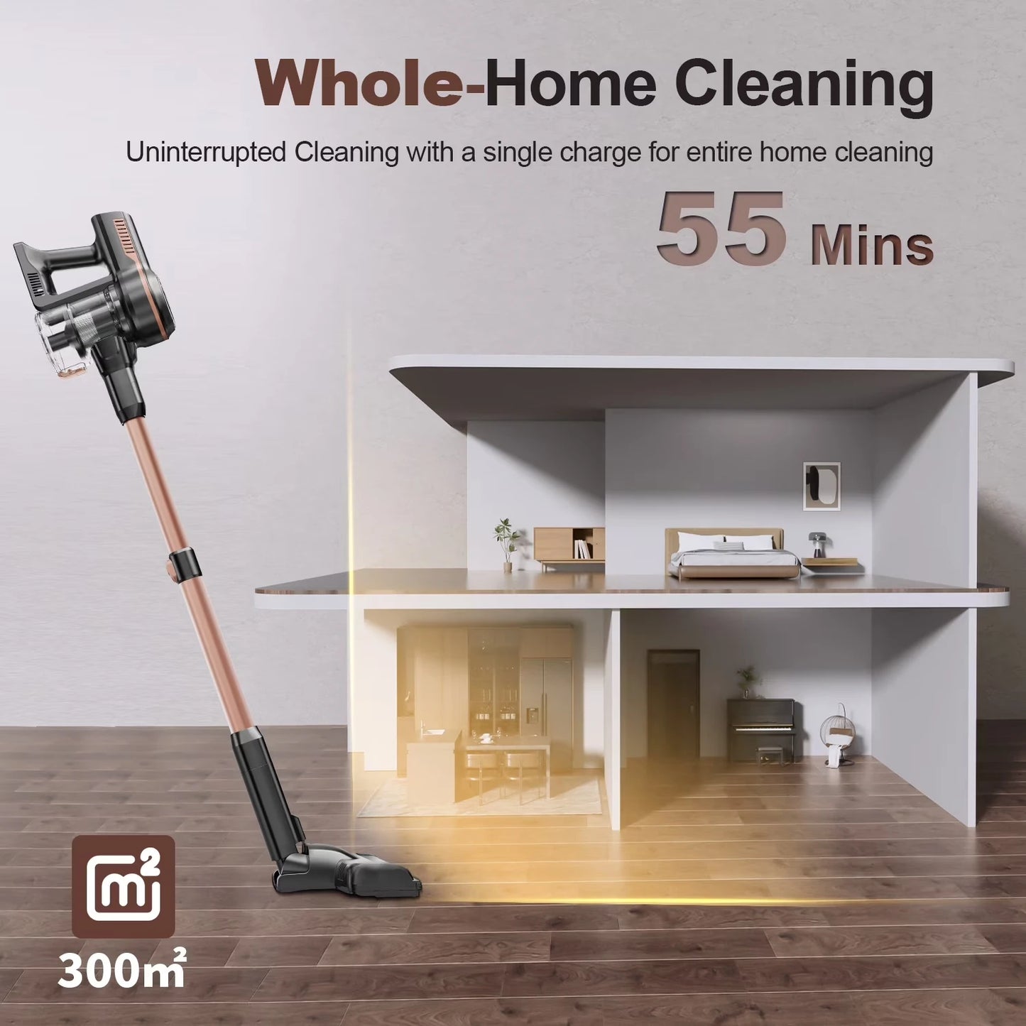 INSE S7P 465W Cordless Vacuum Cleaner 45KPA Strong Suction for Pet Hair and Carpet 55Mins Runtime Household Cleaning