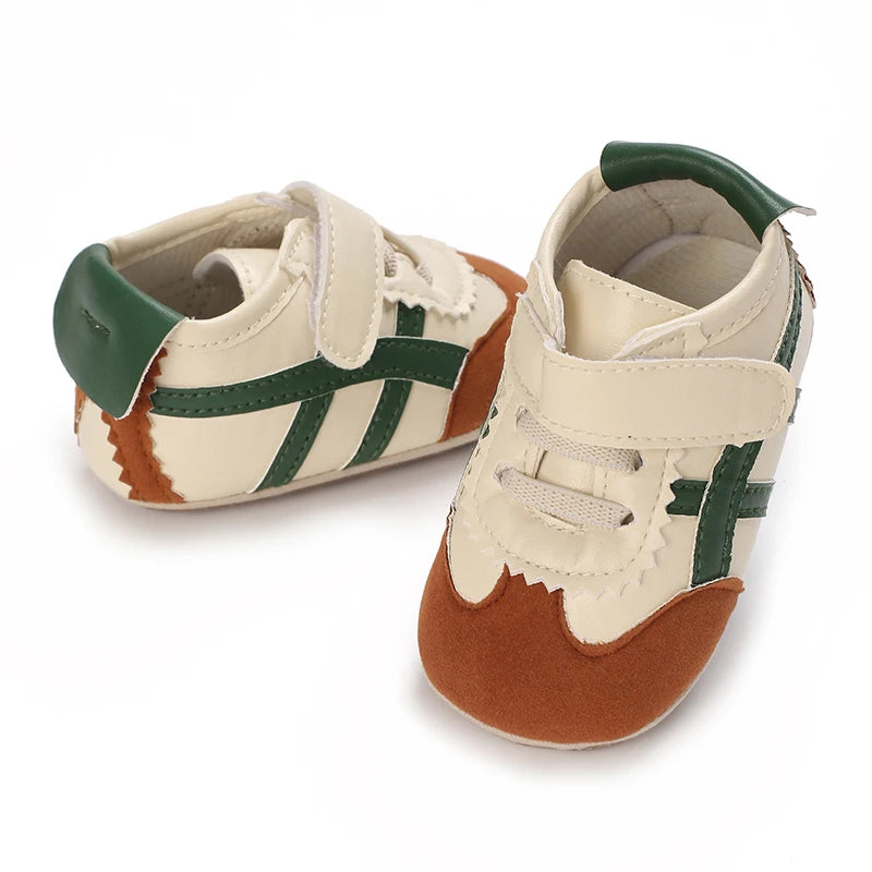 Spring and Autumn Fashion Stripes 0-1 Baby Shoes Baby Shoes Step Front Shoes Rubber Bottom Anti Slip Sneakers