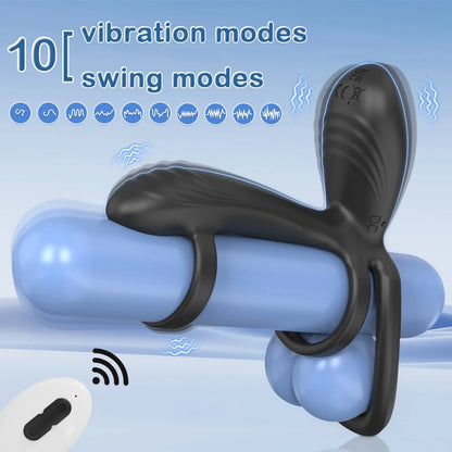 Vibrating 360°Twisting Cock Ring Sex Toys for Women Adult Couples G-spot Clitoral Stimulator Penis Ring for Men Dick Vibrator 18