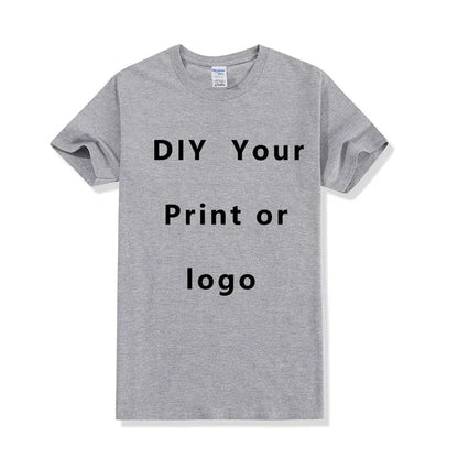 EU size 100% pure cotton custom T-shirt front and back team school uniform store logo text photo for men's personalized high-end