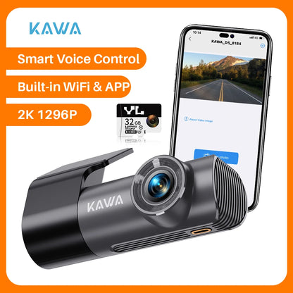 2K Dash Camera For Car DVR Dash Cam In The Car KAWA D5 Video Recorder Emergency Voice Control WiFi APP Monitor WDR Dashcam