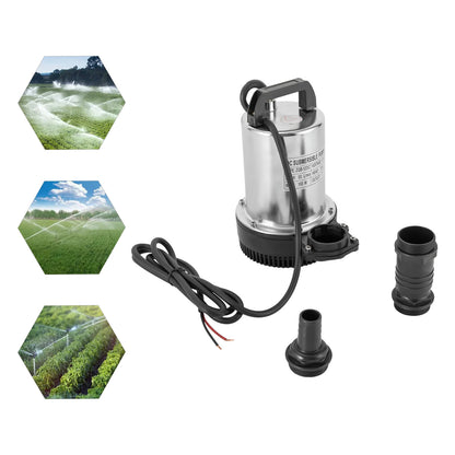 6000L/H Submersible Sewage Pump, 12V DC Sewage Dirty Water Pump 160W Stainless Steel Durable Drain Septic Sump Celler Pump