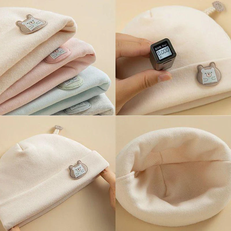 0-6Mouths Newborn Fetal Hat Cute Cartoon Baby Bear Beanies Spring Autumn Pure Cotton Pullover Cap Boys Girls Kids Warm Bonnet