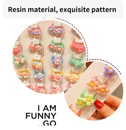 40Pcs/Set Colorful Flower Animal Girls Hairbands Sweet Fruit Elastic Hair Ropes Scrunchies Kids Hair Ties