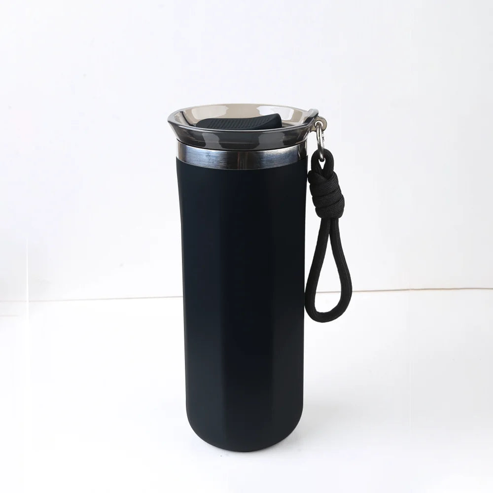 Vacuum Insulated Coffee Travle Mug Stainless Steel Thermo Bottle Cup Thermal Tumbler With Carrying Ring Flask for Hot Cold Drink