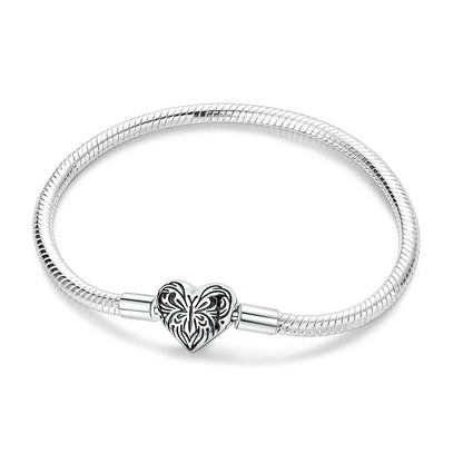 Original 925 Sterling Silver Charm Bracelets Heart Clip Bead Snake Chain Bracelet Fit Charms Beads Diy For Woman Fine Jewelry