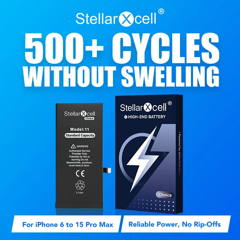 StellarXcell Choice Battery for iPhone 11 12 13 14 15 Mini Plus Pro Promax Original Capacity Replacement Bateria High Quality