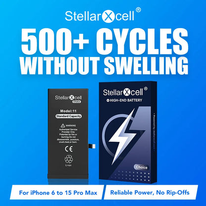 StellarXcell Choice Battery for iPhone 11 12 13 14 15 Mini Plus Pro Promax Original Capacity Replacement Bateria High Quality