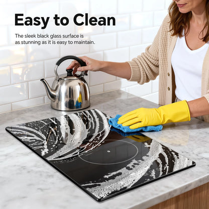 2-Zone Ceramic Hob, 3000W with Child Lock, 9 Heat Levels, 1-99min Timer, Black (CE Certified)