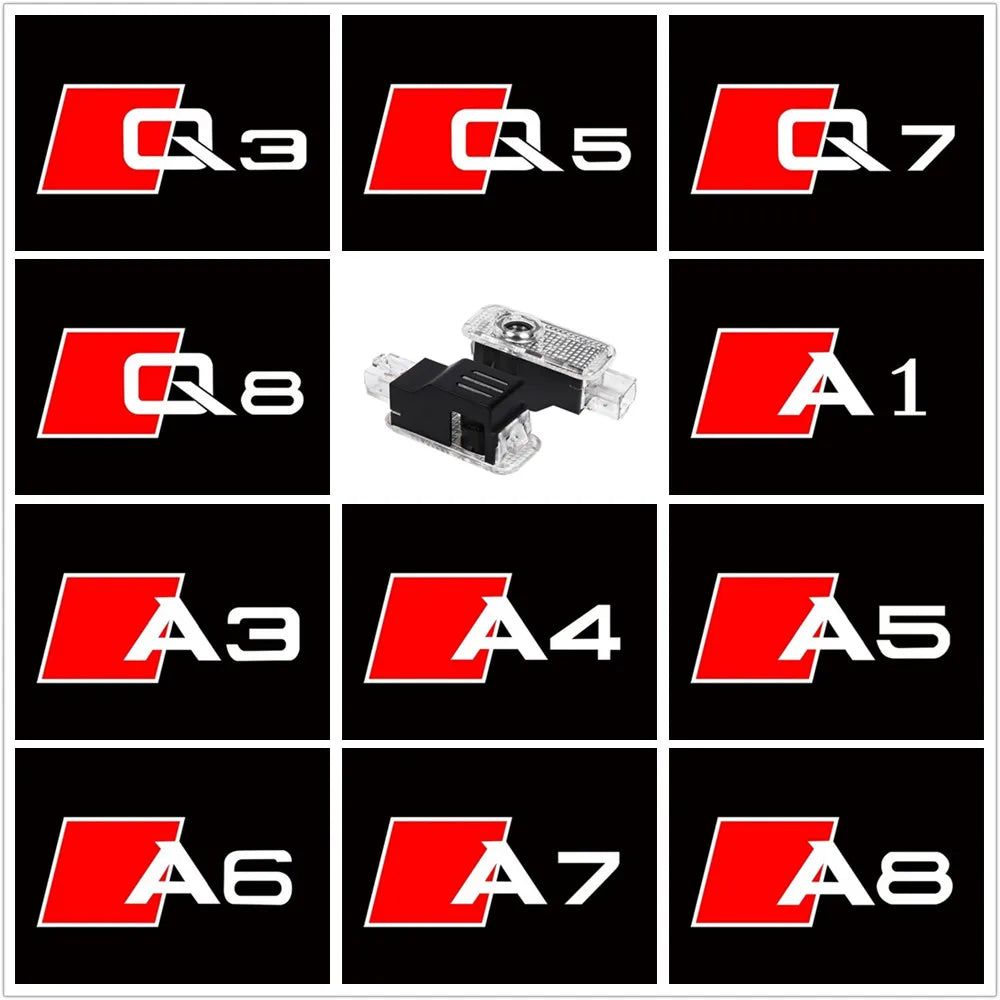 For AUDI Q3 Q5 Q7 Q8 A3 8V 8Y A5 Sportback A6 C5 C7 C8 A1 8X A4 B5 B6 B7 B8 B9 A7 A8 LED Car Door Logo Welcome Light Accessories
