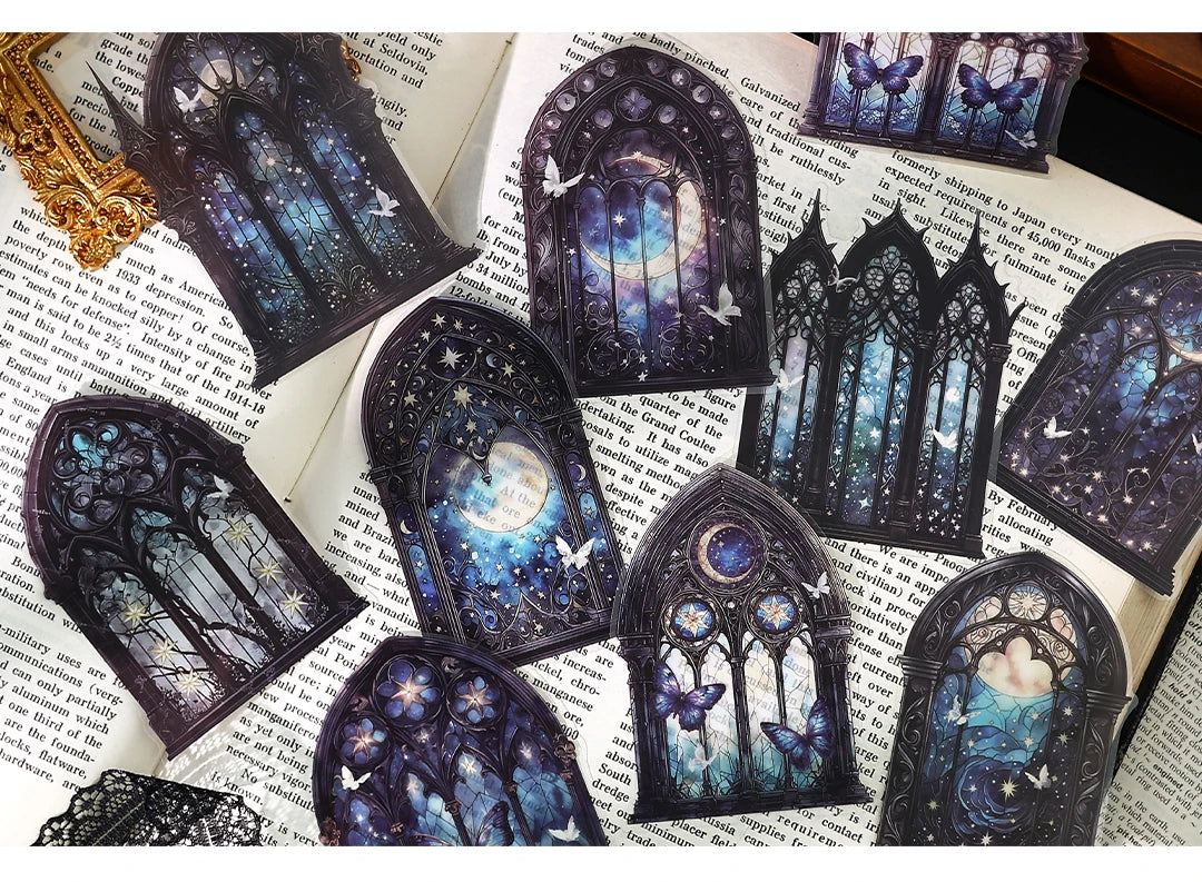 10pcs Flowers Window Sticker PET Materials Collage Junk Journal DIY Scrapbooking Supplies Aesthetics Decor Sticker