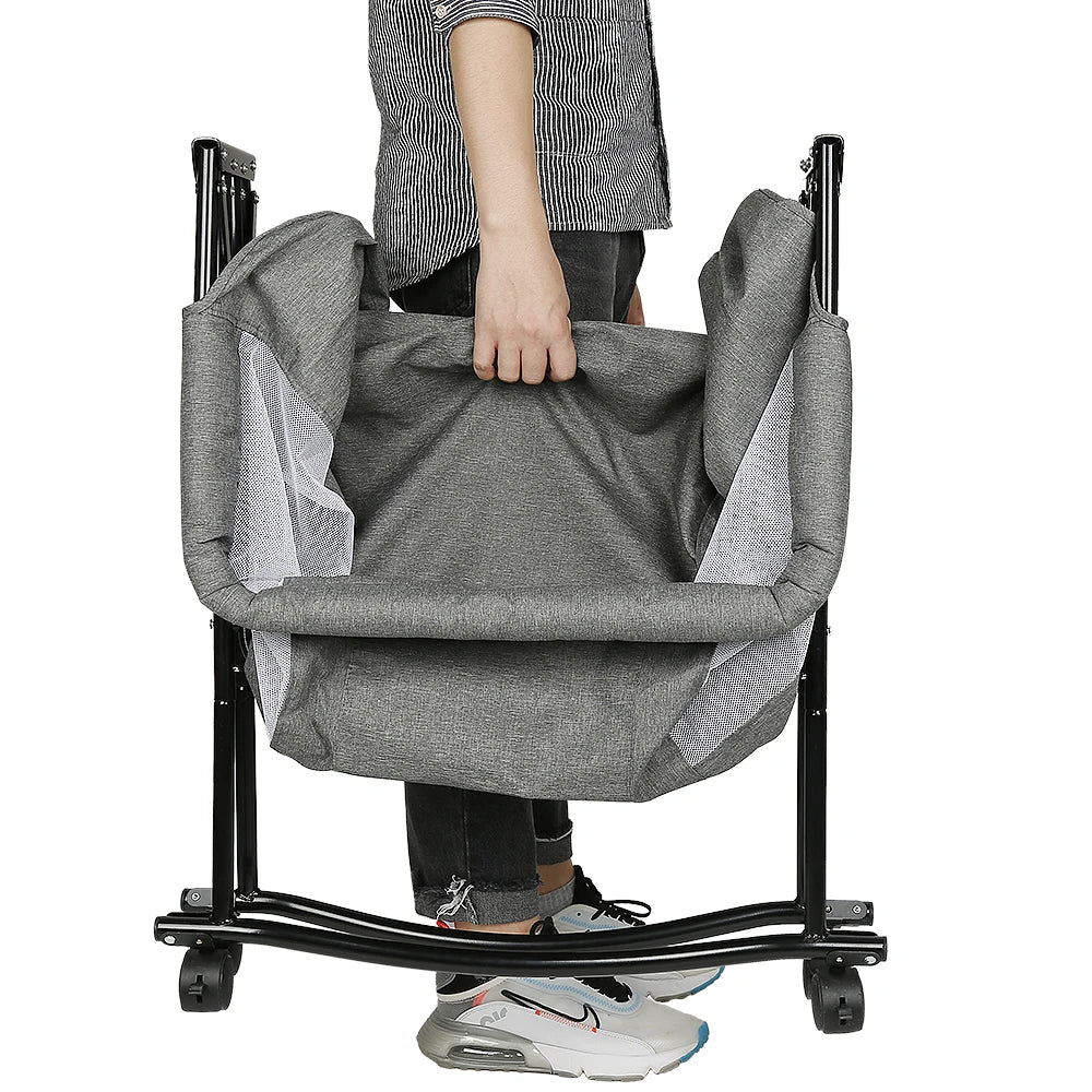 Portable baby bed foldable travel cradle with net and 0-2 year old universal wheel 60KG gray 106*92*55cm