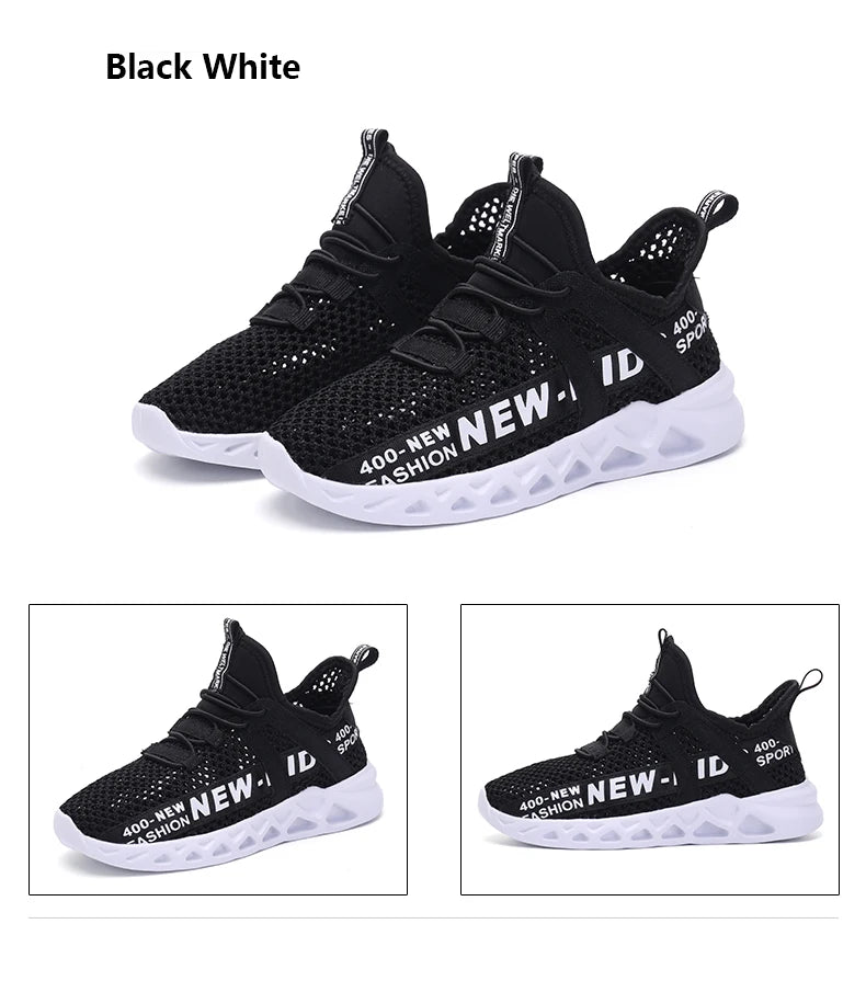 Single Net Children's Running Sneakers Breathable Lightweight Soft Non-slip Leisure Comfortable Walking Boys Girls Casual Shoes