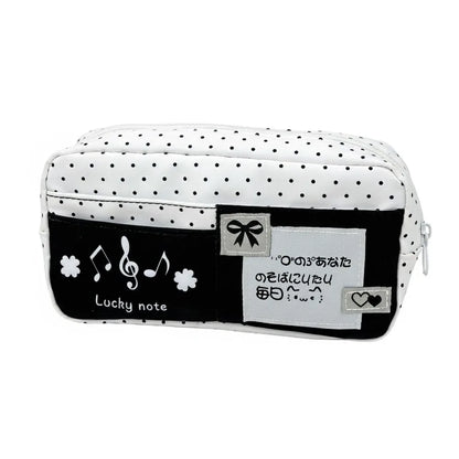 Multi-functional Black Polka Dot Pen Bag Large Capacity Multi-layer Pencil Case Portable Stationery Pouch Back To School