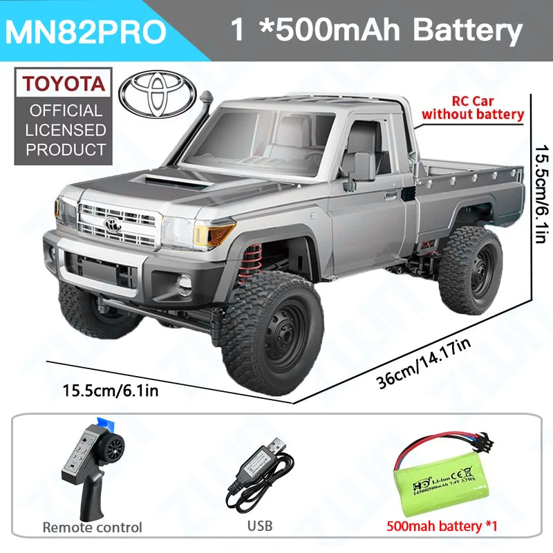 ZWN 1:12 Full Scale RC CAR MN82 Upgraded MN82 PRO Controllable Headlights 2.4G 4WD Off-Road Car Pick Up Truck Toy for Kids Gifts