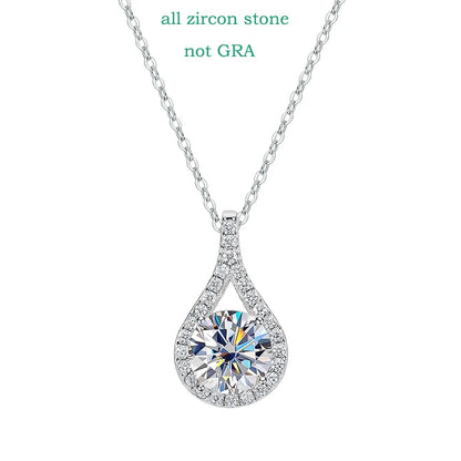 Smyoue 1-5ct Real Moissanite Necklace for Women Sparkling S925 Sterling Silver Jewelry Water Drop Pendant Girls Birthday Gift