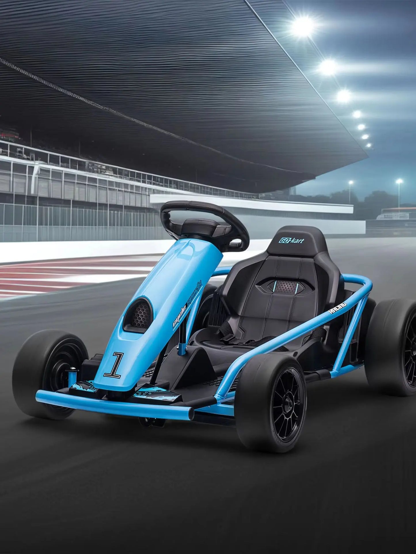 Electric Go-kart for children 8-12 years old with high backrest and safety belt, 115x77x54 cm, blue and black, electric stroller, toy kart, children's kart
