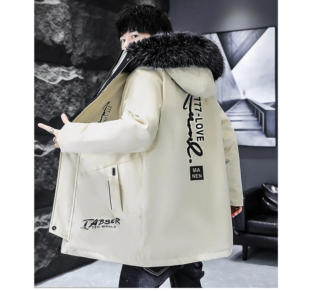Winter Men's Long Down Jacket Fashion Male Thermal Parkas Coats Casual Men Classic Fur Collar Warm Padded Jackets Clothing 5XL