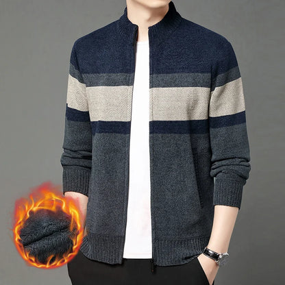 Premium Thick Chenille Fabric Warm New Brand Casual Fashion Stand Collar Men Jacket Streetwear Zipper Autumn Winter Coats